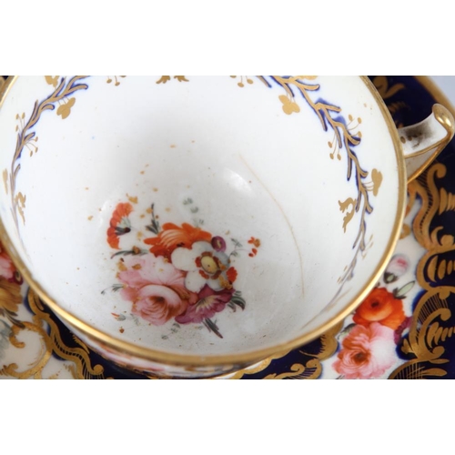 6 - Four early 19th century bone china floral and gilt decorated cabinet cups and saucers, a similar Mei... 