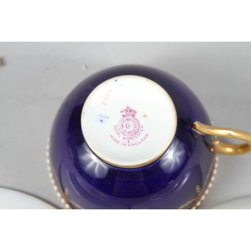 9 - A late 19th century Royal Worcester bone china royal blue and gilt decorated part tea service for te... 