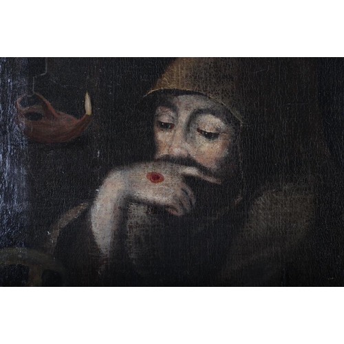 508 - An 18th century oil on canvas, Saint Francis of Assisi with skull, 25 1/2