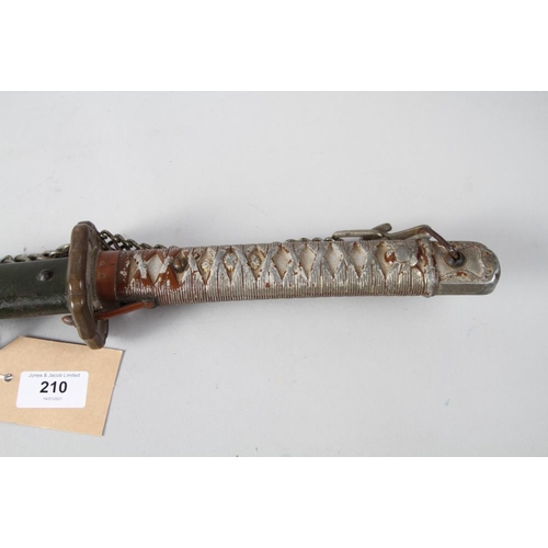 210 - A Japanese WWII military issue katana with metal scabbard, blade stamped 78651, blade 27 1/2