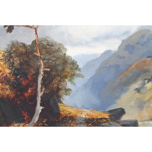 531 - A 20th century oil on canvas study of Irish mountains and lake, 10 1/2