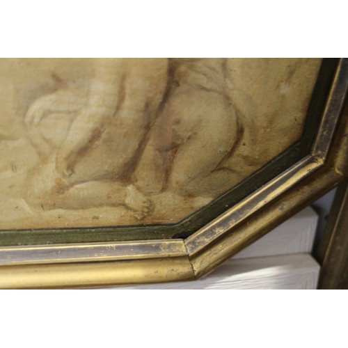 513 - A pair of 19th century trompe-l'oeil oil on panels, putti, 6 1/2