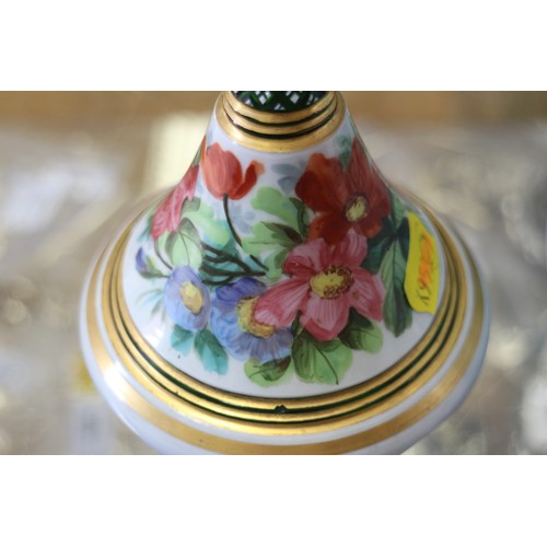 77 - A Bohemian overlaid and enamel scent bottle, decorated flowers, 9 1/2