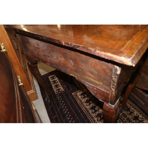 552 - A late 17th century/early 18th century oak lowboy, fitted three drawers over shaped kneehole, on cab... 