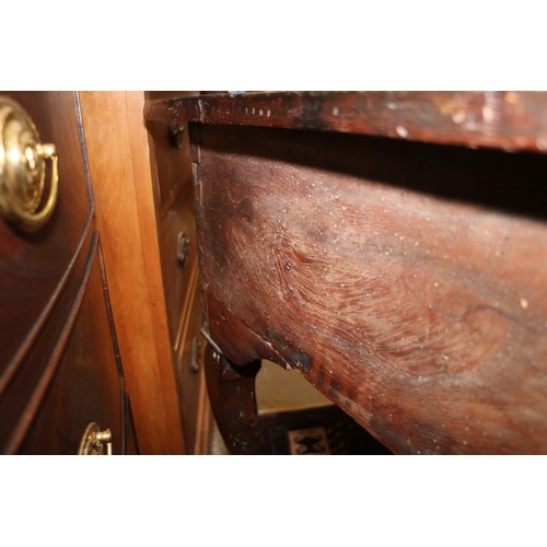 552 - A late 17th century/early 18th century oak lowboy, fitted three drawers over shaped kneehole, on cab... 