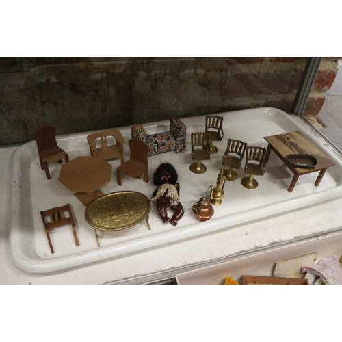 221 - A collection of dolls house furniture and accessories