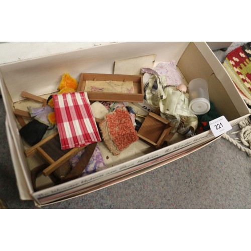 221 - A collection of dolls house furniture and accessories