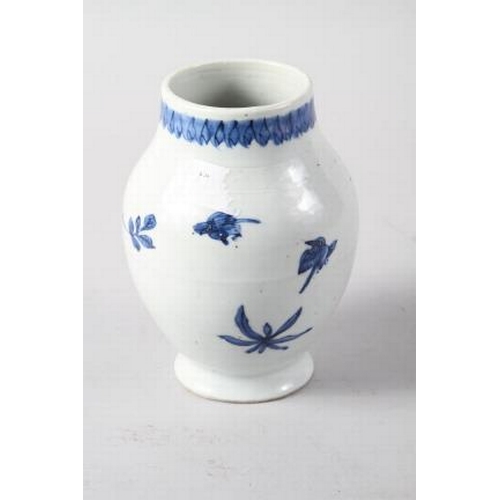 104 - A Chinese blue and white cylindrical vase, decorated figures, six character mark to base, 10