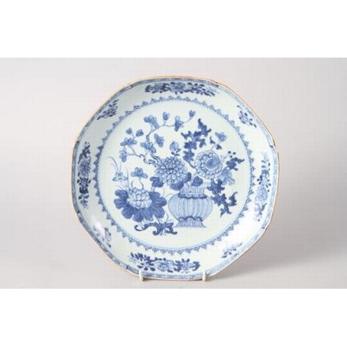 120 - Three 19th century Chinese blue and white decorated dishes (damages), a famille rose decorated dish ... 