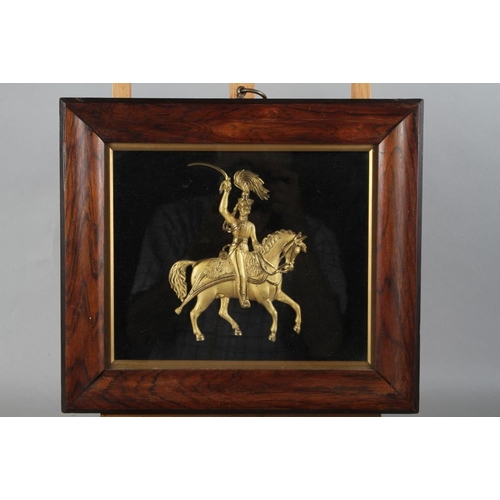 152 - A 19th century bronzed relief plaque bust of the Duke of Wellington, in wooden strip frame, and a 19... 