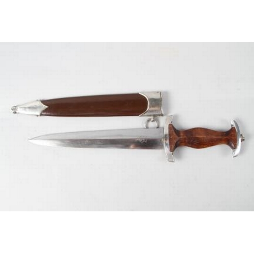 178 - An S A dagger, in wooden and metal scabbard, maker RZM, 15