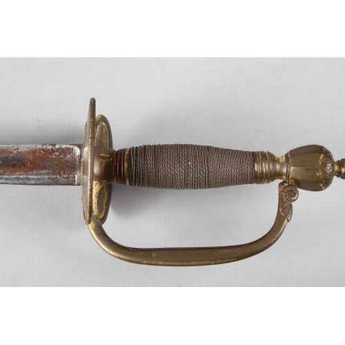 200 - A 1796 Pattern Infantry Officer's Spadroon with gilt and brass hilt, blade engraved with Royal Coat ... 