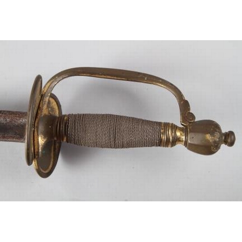 200 - A 1796 Pattern Infantry Officer's Spadroon with gilt and brass hilt, blade engraved with Royal Coat ... 