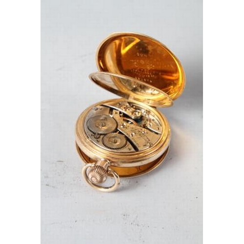 337 - A Waltham rolled gold half hunter pocket watch with subsidiary seconds dial (cracked glass)