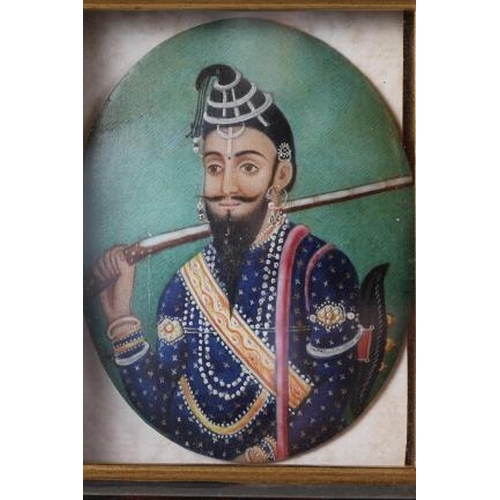 364 - A 19th century miniature portrait of a Sikh warrior with a matchlock, 3