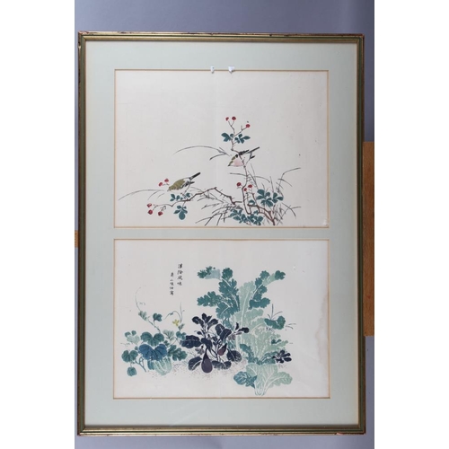 378 - A set of four Chinese wood block prints, floral studies, each 10