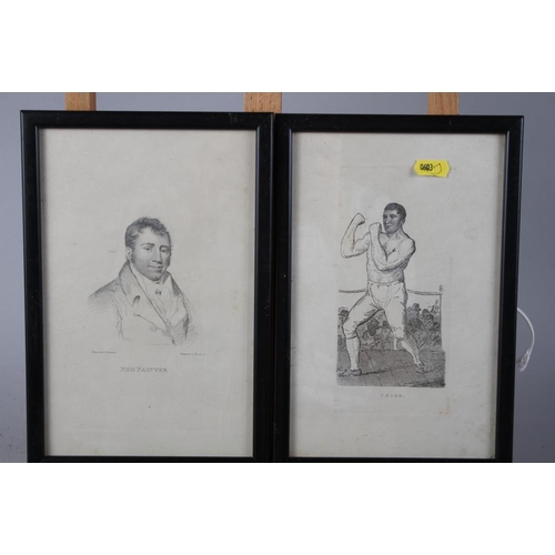 380 - A set of thirty-eight 19th century black and white prints of boxers, 10 1/2