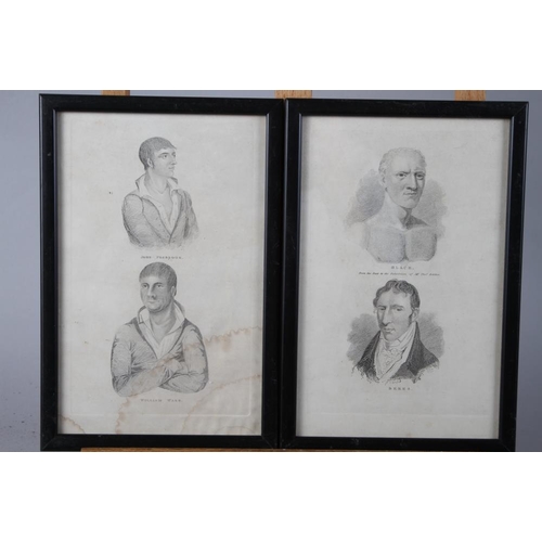 380 - A set of thirty-eight 19th century black and white prints of boxers, 10 1/2