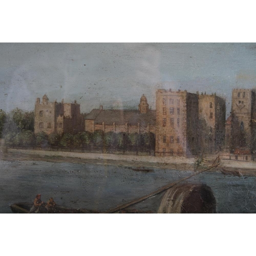 476 - A mid 18th century oil on canvas, view of Lambeth Palace across the Thames, 20