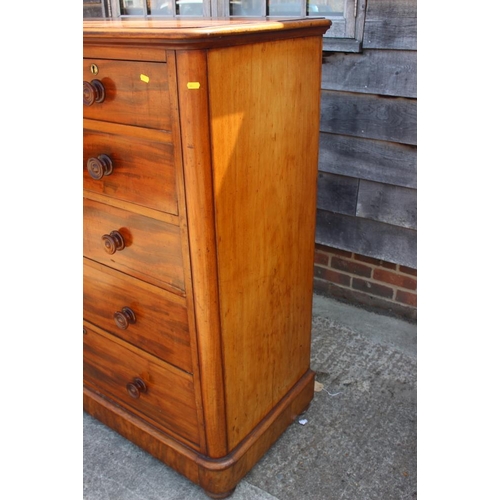 508 - A late 19th century mahogany chest of two short and four long graduated drawers with knob handles, o... 