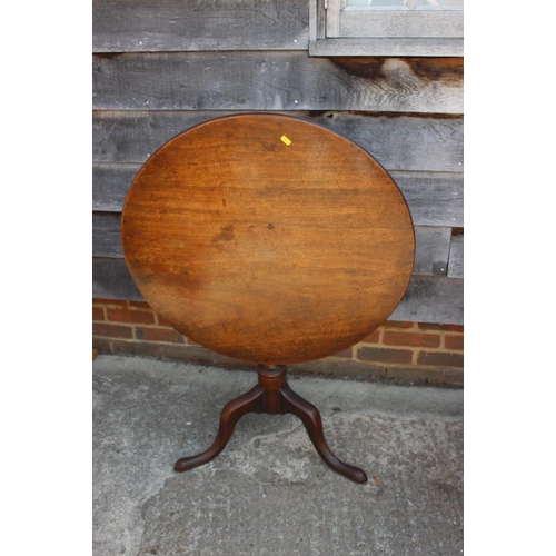 522 - A 19th century mahogany circular tilt top table, on baluster turned column and tripod splay supports... 