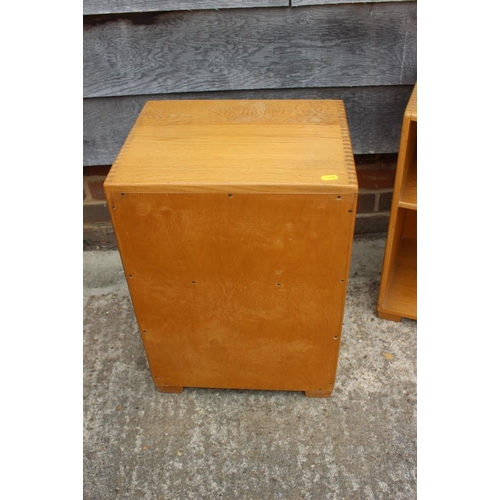 675 - A pair of mid 20th century oak bedside tables, fitted recess, 15