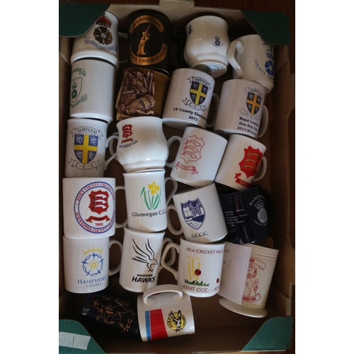 98 - A collection of cricket related souvenir mugs