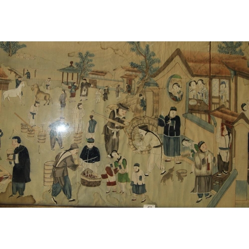 422 - A 19th century Chinese watercolour scenes of village life, 24 1/2