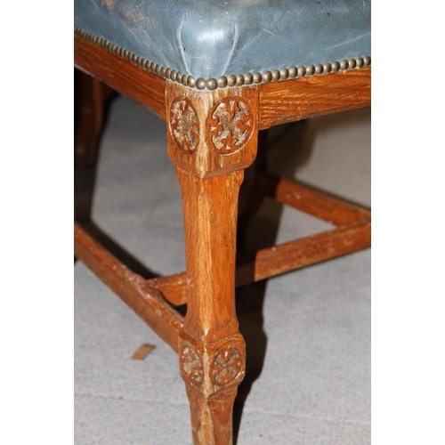 519 - A matched set of twelve mid Victorian carved oak  bar back dining chairs designed by AWN Pugin and m... 