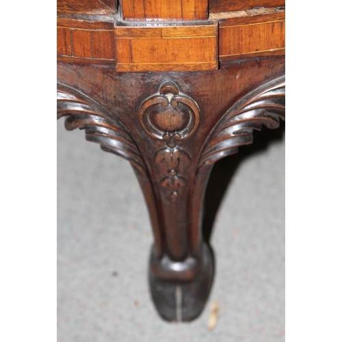 533 - An 18th century French mahogany, kingwood, rosewood and satinwood marquetry shape front marble top c... 