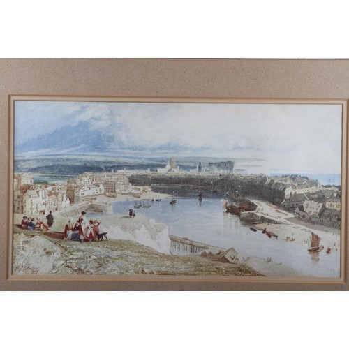 399 - After Bonnington: an early 19th century aquatint, beach scene with figures and sailing boats, 9 34