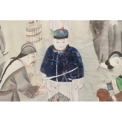 422 - A 19th century Chinese watercolour scenes of village life, 24 1/2