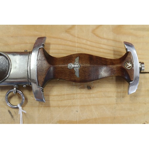 178 - An S A dagger, in wooden and metal scabbard, maker RZM, 15