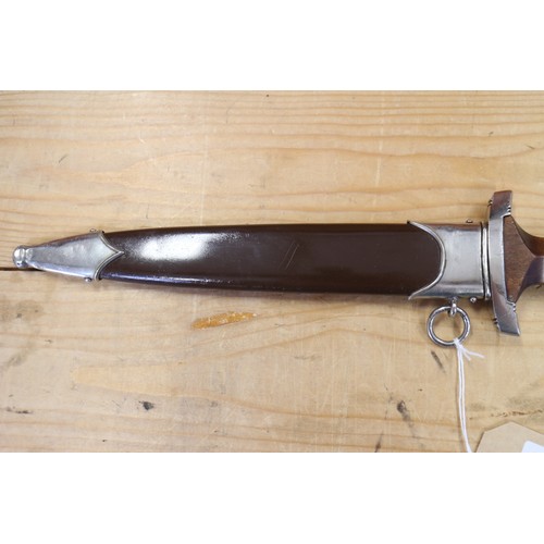 178 - An S A dagger, in wooden and metal scabbard, maker RZM, 15