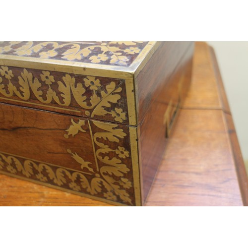 168 - A 19th century rosewood and brass inlaid writing slope, 20