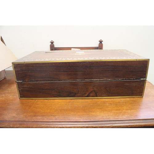 168 - A 19th century rosewood and brass inlaid writing slope, 20