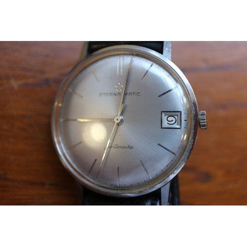 336 - A gentleman's 1960s Eterna-Matic wristwatch with silvered dial, baton numerals and date aperture, an... 