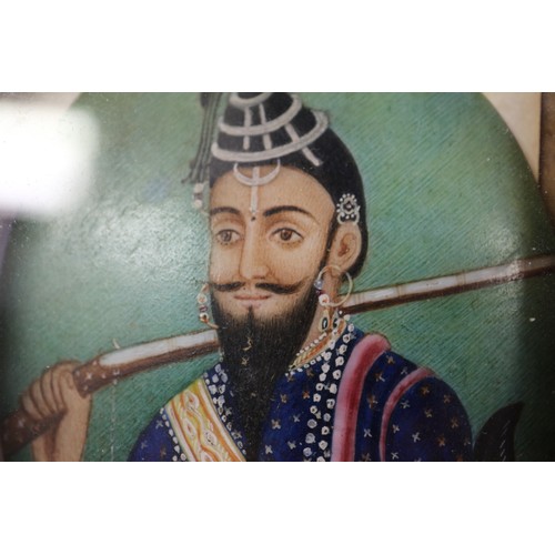 364 - A 19th century miniature portrait of a Sikh warrior with a matchlock, 3