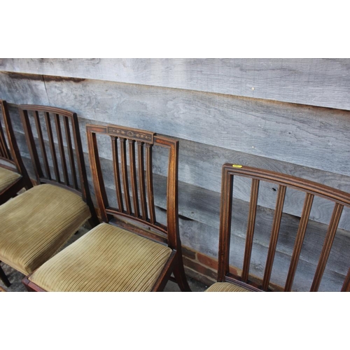 574 - A Harlequin set of six Georgian mahogany standard dining chairs with vertical rail backs, upholstere... 