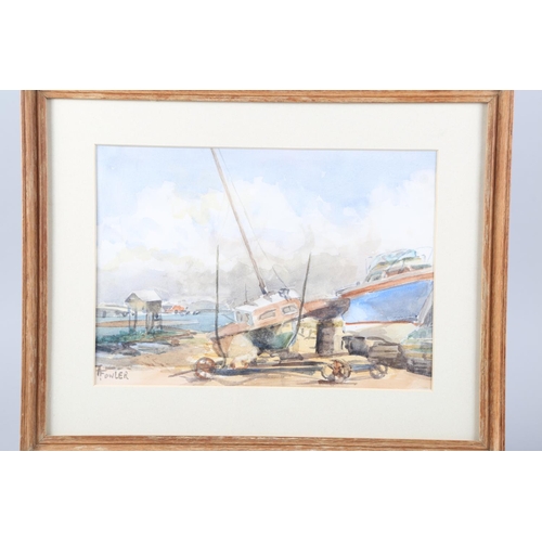 526 - A Fowler: eight watercolour landscapes and four still life studies, framed and glazed
