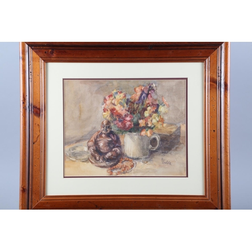 526 - A Fowler: eight watercolour landscapes and four still life studies, framed and glazed