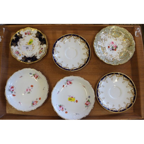 26 - A selection of 19th century English floral decorated cabinet cups and saucers