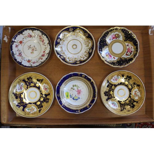 26 - A selection of 19th century English floral decorated cabinet cups and saucers