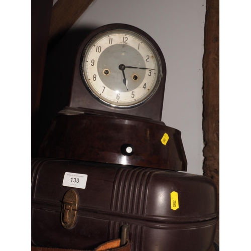 133 - A Telefunken portable record player in Bakelite case, a similar wall clock and a mantel clock