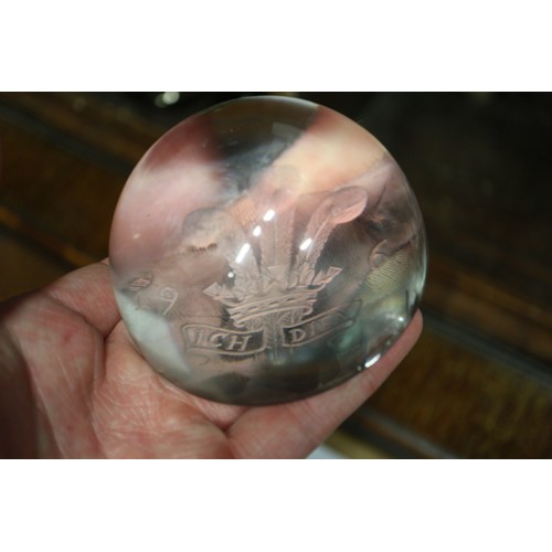 34 - A Strathern glass Royal Wedding paperweight, a Baccarat 1977 Jubilee sulphide limited edition paperw... 