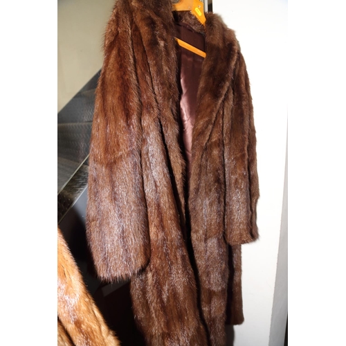 202 - A Bradley's mink jacket, a dyed ermine stole, a full length musquash coat, a dyed black ermine jacke... 