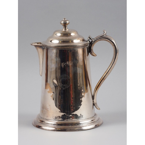 264 - A silver plated ale jug with hinged cover and sides engraved Union Castle crest, 9