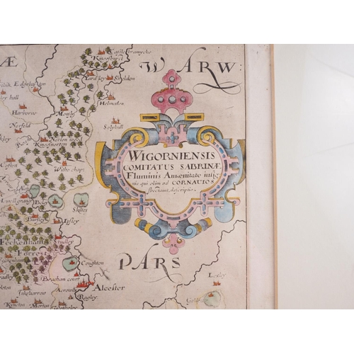 424 - A 17th century Saxton hand-coloured map of Wigorniensis (Worcestershire), 11