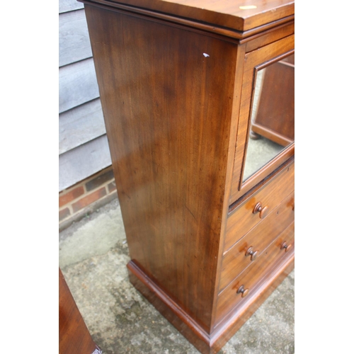 532 - A gentleman's 19th century fall front desk, the interior fitted drawers and pigeonholes with tooled ... 