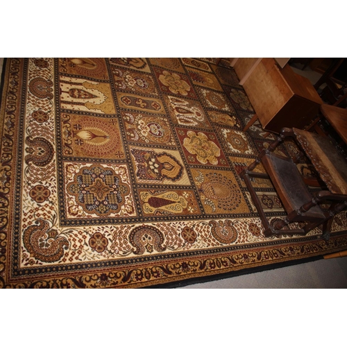 670 - A Persian garden style carpet, in shades of blue, brown, fawn, green and natural, 144